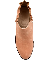 Journee Collection Women's Lennie Ruffle Detail Stacked Block Heel Booties