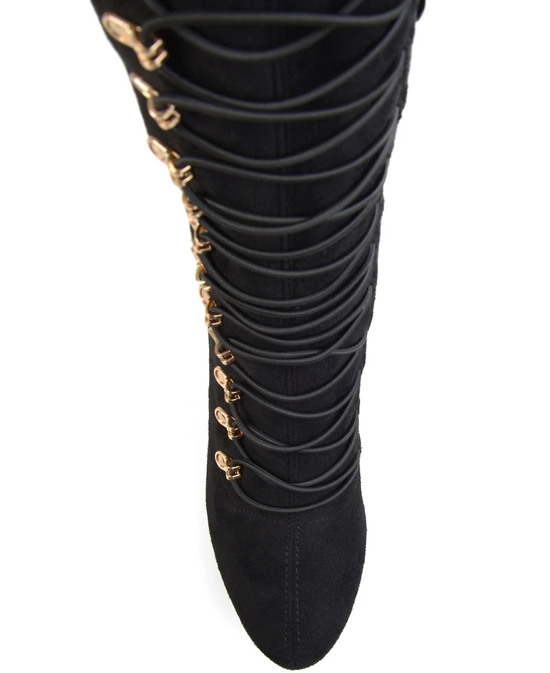 Journee Collection Women's Trill Wide Calf Lace Up Over The Knee Dress Boots