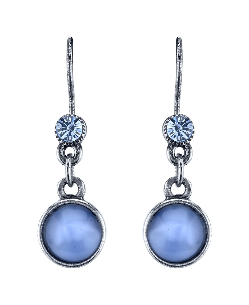 2028 Pewter Tone Lt. Blue Moonstone Drop Earrings