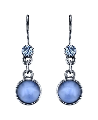 2028 Pewter Tone Lt. Blue Moonstone Drop Earrings