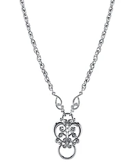 2028 Silver-Tone Heart Eyeglass/Badge Holder 28"