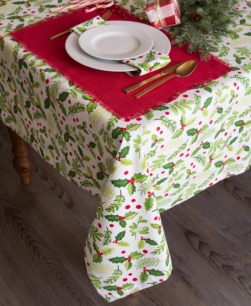 Boughs of Holly Print Tablecloth 52" x 52"