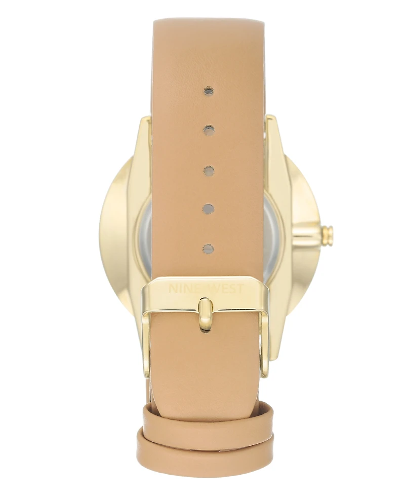 Nine West Women's Quartz Light Brown Faux Leather Band Watch, 40mm