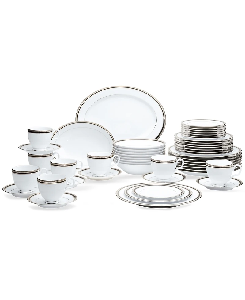 Austin Platinum 50-Piece Dinnerware Set, Service for 8