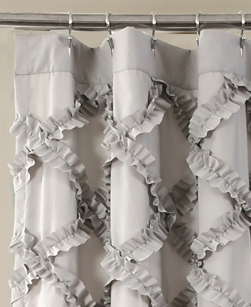 Lush Decor Ruffle Diamond Shower Curtain, 72" x