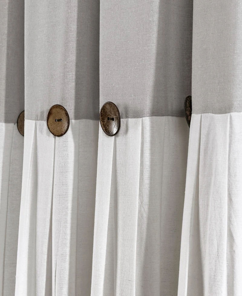 Lush Decor Linen Button Shower Curtain, 72" x
