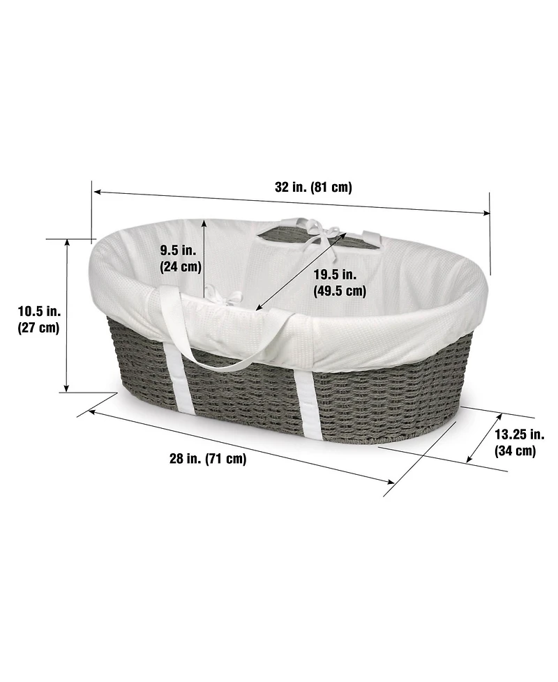 Badger Basket Unisex Wicker-Look Woven Baby Moses Basket With Bedding