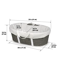 Badger Basket Unisex Wicker-Look Woven Baby Moses Basket With Bedding