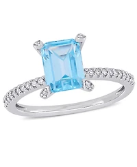 Blue Topaz (2 ct.t.w.) and Diamond (1/10 Ring 10k White Gold