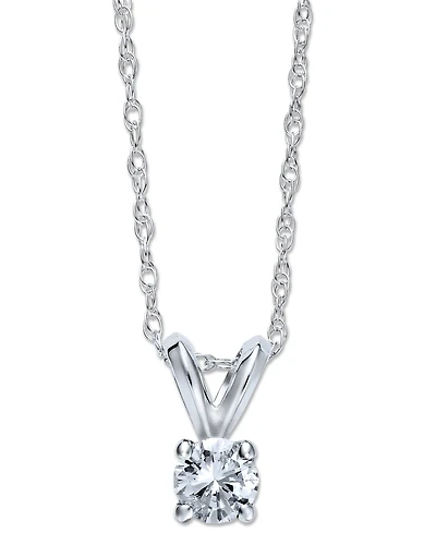 Round-Cut Diamond Pendant Necklace in 10k White or Yellow Gold (1/4 ct. t.w.)