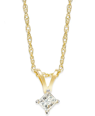 Princess-Cut Diamond Pendant Necklace in 10k Yellow or White Gold (1/10 ct. t.w.)