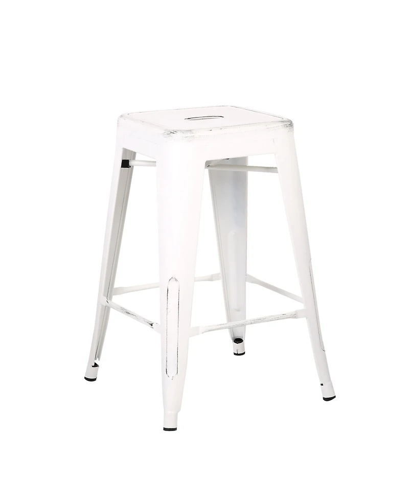 Ac Pacific Backless Industrial Metal Bar Stool, Set of 2