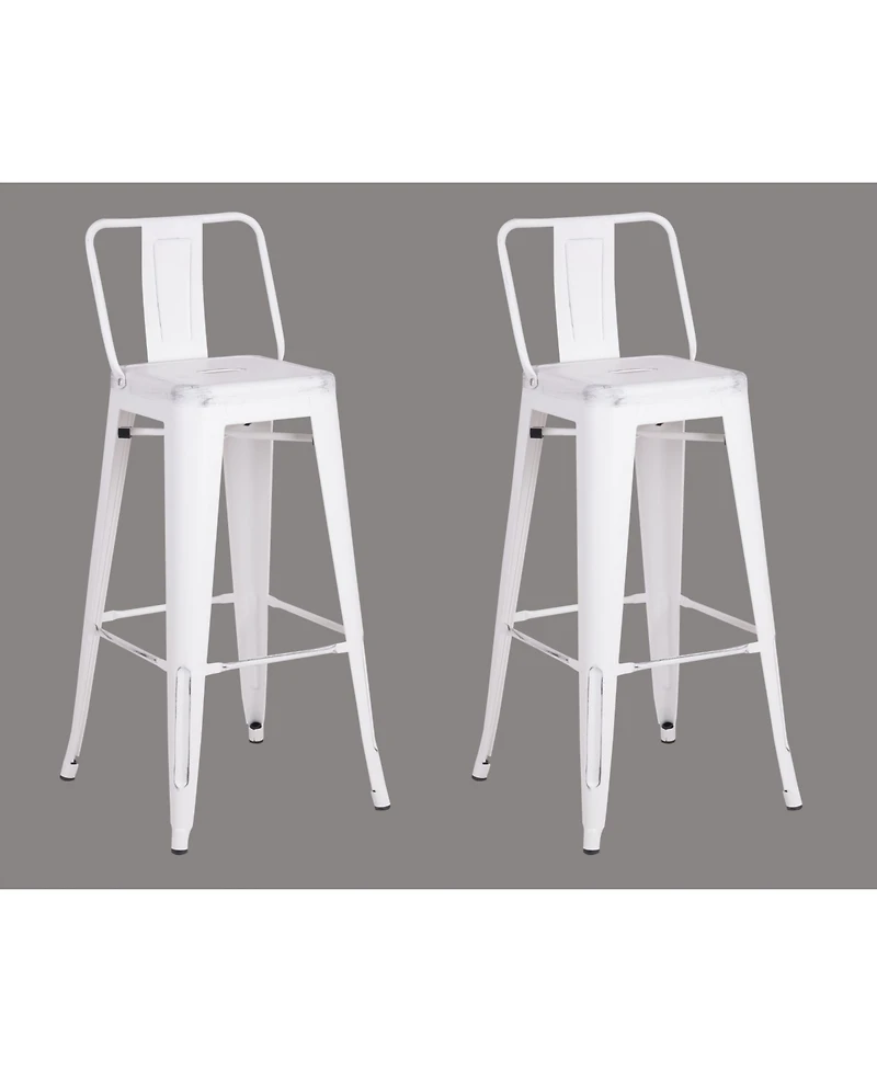Ac Pacific Industrial Metal Barstools with Bucket Back and 4 Legs, Set of 2