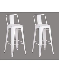 Ac Pacific Industrial Metal Barstools with Bucket Back and 4 Legs, Set of 2
