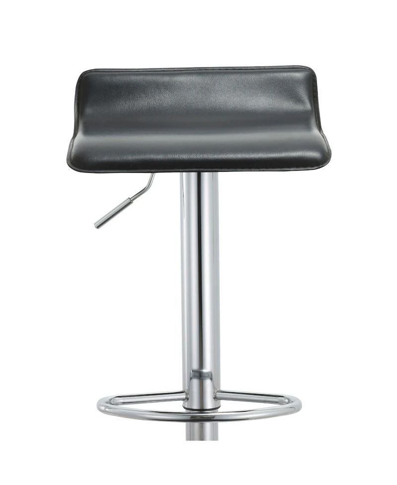 Ac Pacific Contoured Hydraulic Lift Chrome Base Bar Stool with Footrest, Set of 2