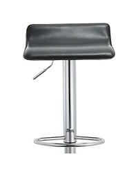 Ac Pacific Contoured Hydraulic Lift Chrome Base Bar Stool with Footrest, Set of 2
