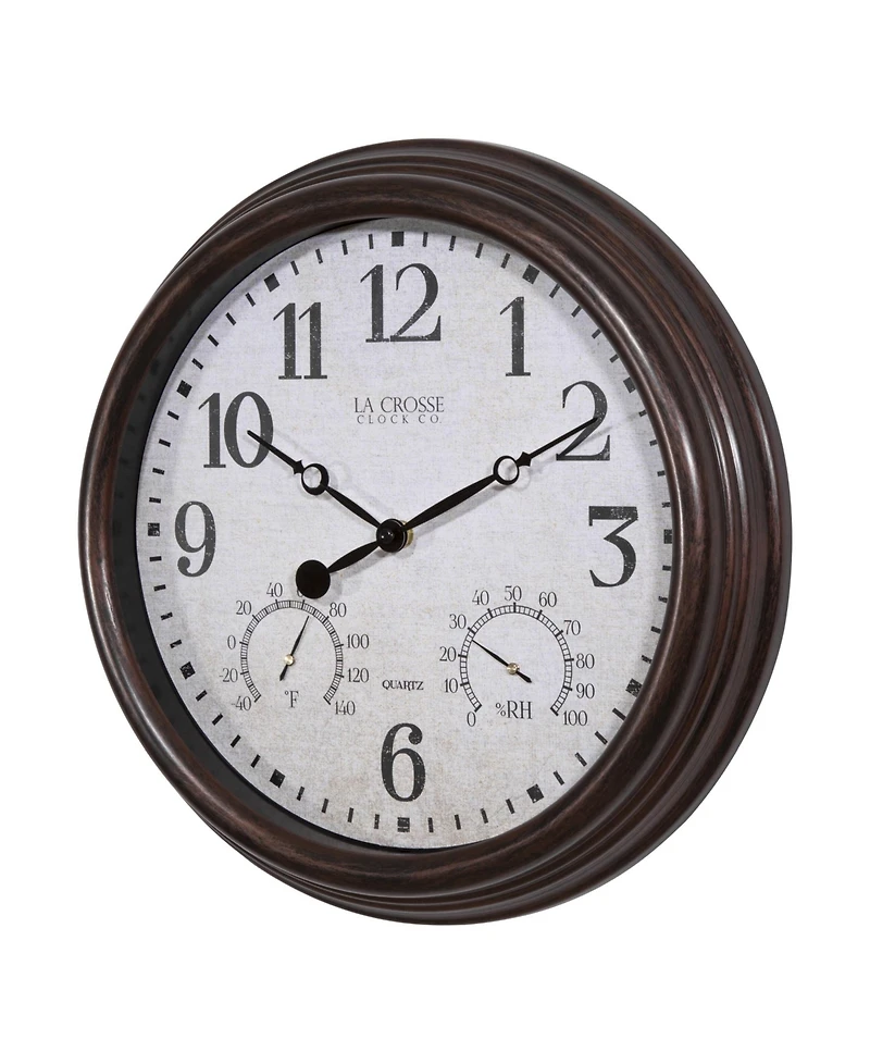 La Crosse Clock 15" Indoor/Outdoor Wall Clock with Temperature and Humidity