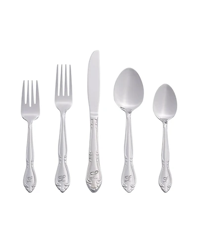 Riverridge Rose 46 Piece Monogrammed Flatware Set - L, Service for 8