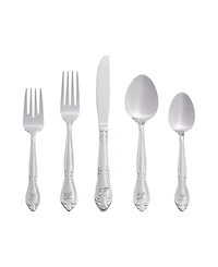 Riverridge Rose 46 Piece Monogrammed Flatware Set - L, Service for 8