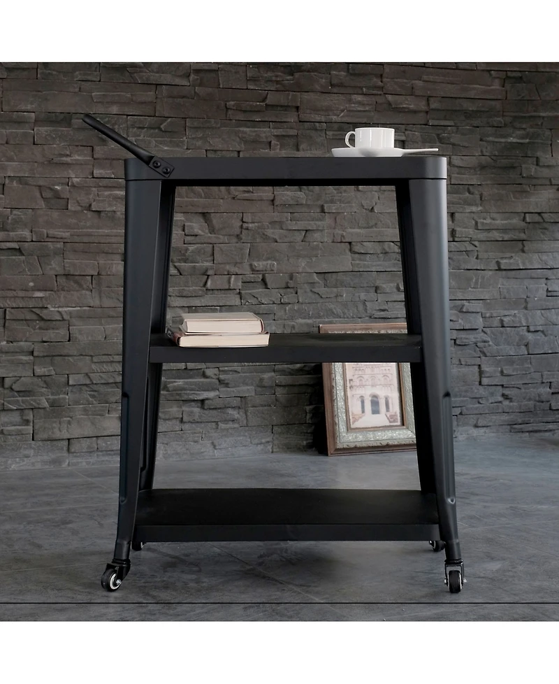 Ac Pacific 3-Tiered Metal FrameIndustrial Dining Cart with Swivel Wheels