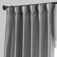 Half Price Drapes Platinum Solid Faux Silk Taffeta Room Darkening Curtain