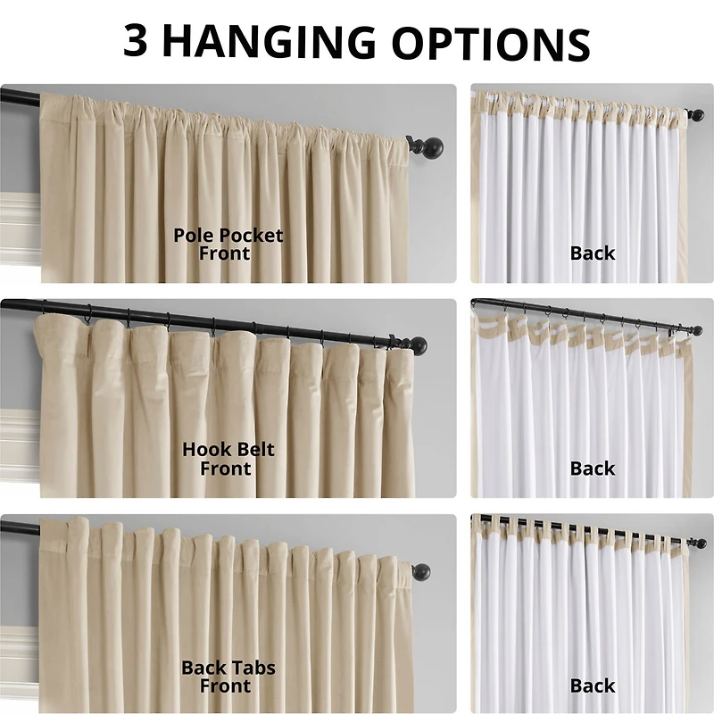 Half Price Drapes Ivory Signature Extra Wide Velvet Blackout Curtain