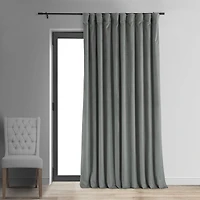 Half Price Drapes Silver Grey Signature Extra Wide Velvet Blackout Curtain