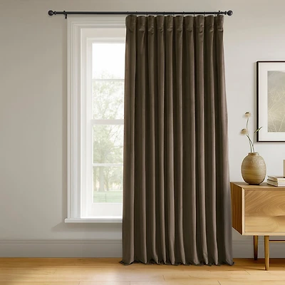 Half Price Drapes Java Signature Extra Wide Velvet Blackout Curtain