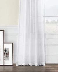 Half Price Drapes White Orchid Textured Faux Linen Sheer Curtain