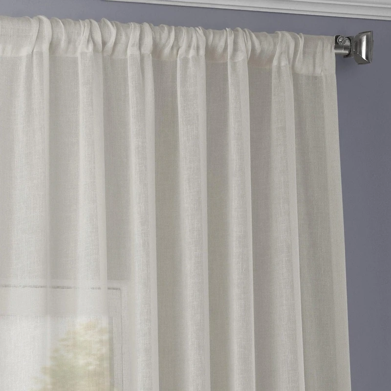 Half Price Drapes Gardenia Textured Faux Linen Sheer Curtain