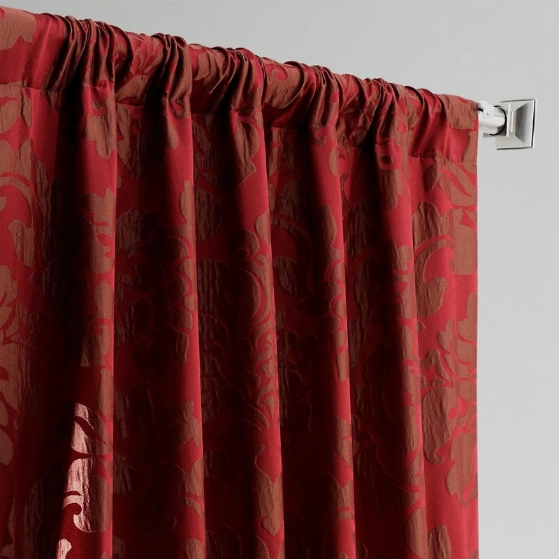 Half Price Drapes Astoria Red & Bronze Damask Faux Silk Jacquard Room Darkening Curtain