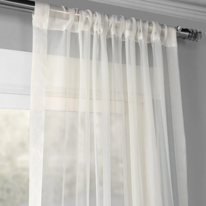 Half Price Drapes Solid Off White Sheer Curtain Pair (2 Panels)