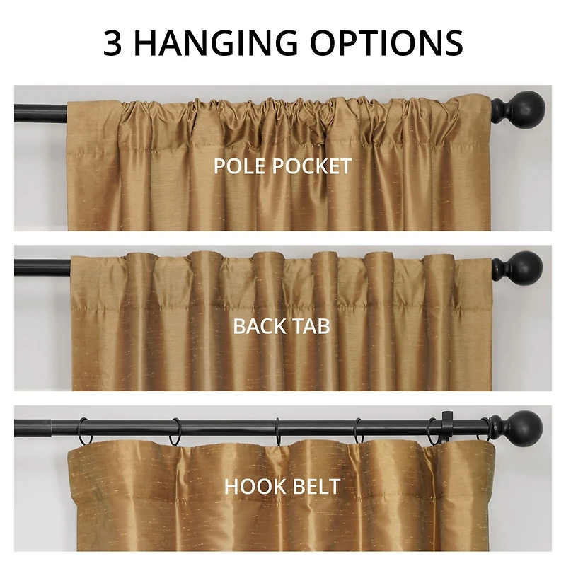 Half Price Drapes Flax Gold Vintage Textured Faux Dupioni Silk Blackout Curtain