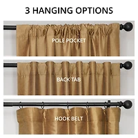 Half Price Drapes Flax Gold Vintage Textured Faux Dupioni Silk Blackout Curtain