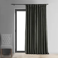 Half Price Drapes Gunmetal Grey Signature Extra Wide Velvet Blackout Curtain