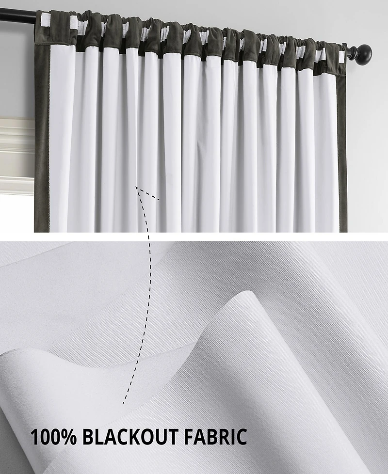 Half Price Drapes Gunmetal Grey Signature Extra Wide Velvet Blackout Curtain