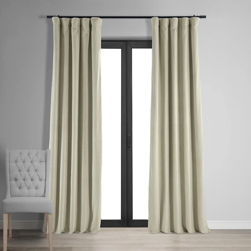 Half Price Drapes Cool Beige Signature Velvet Blackout Curtain