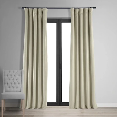 Half Price Drapes Cool Beige Signature Velvet Blackout Curtain