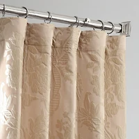 Half Price Drapes Magdelena Beige & Gold Damask Faux Silk Jacquard Room Darkening Curtain