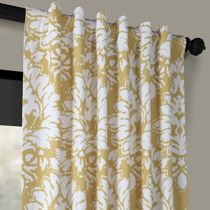 Half Price Drapes Lacuna Sun Floral Printed Cotton Room Darkening Curtain