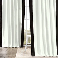 Half Price Drapes Fresh Popcorn & Black Bordered Vertical Printed Cotton Curtain