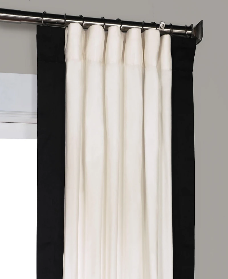 Half Price Drapes Fresh Popcorn & Black Bordered Vertical Printed Cotton Curtain