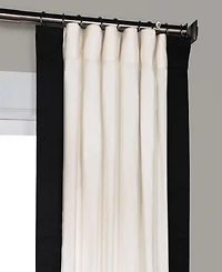 Half Price Drapes Fresh Popcorn & Black Bordered Vertical Printed Cotton Curtain