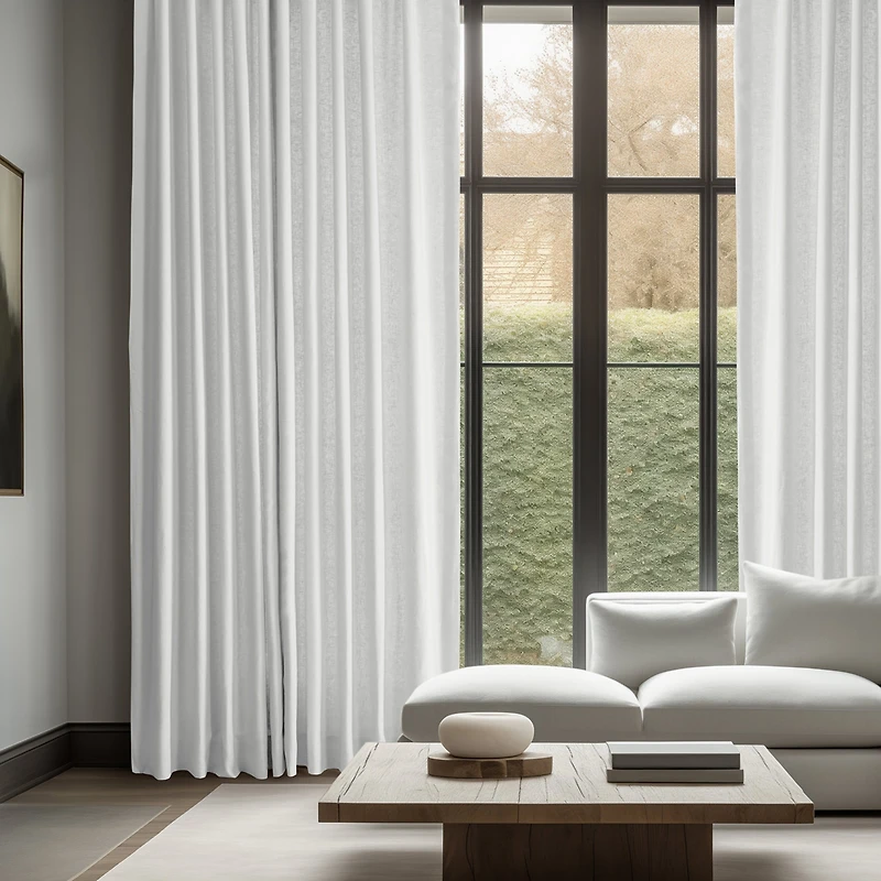 Half Price Drapes Crisp White French Linen Room Darkening Curtain