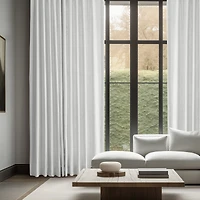 Half Price Drapes Crisp White French Linen Room Darkening Curtain