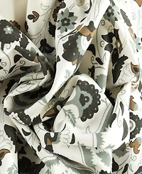 Half Price Drapes Kerala Cocoa Emblem Printed Cotton Room Darkening Curtain