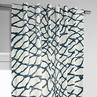 Half Price Drapes Ellis Blue Abstract Printed Cotton Room Darkening Curtain