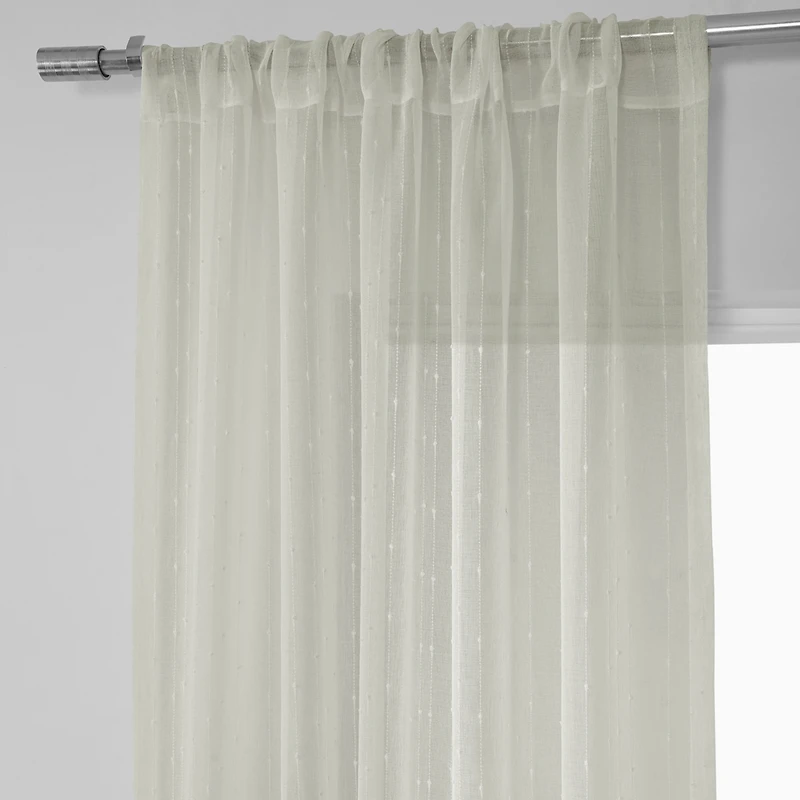 Half Price Drapes Montpellier Striped Patterned Faux Linen Sheer Curtain
