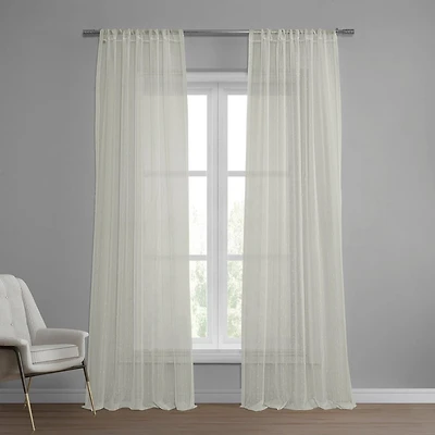 Half Price Drapes Montpellier Striped Patterned Faux Linen Sheer Curtain