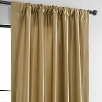 Half Price Drapes Flax Gold Vintage Textured Faux Dupioni Silk Curtain